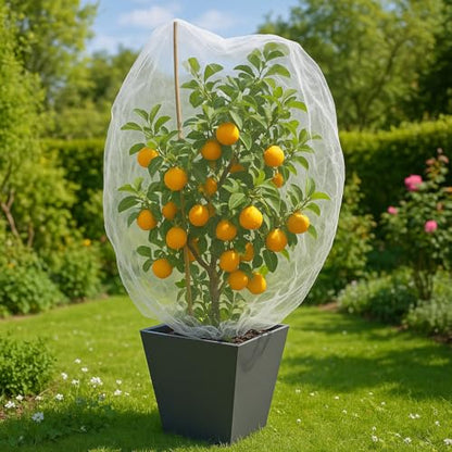 Fruit Tree Protection Bags 4x4.5 FT | Pack of 4 Garden & Insect Netting - size: 4.0 x 4.5 FT