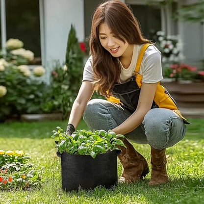 T4U Grow Bags 3 Gallon 5 Pack, Fabric Pots for Outdoor Garden Plants - size: 3 Gallon-5 Packs