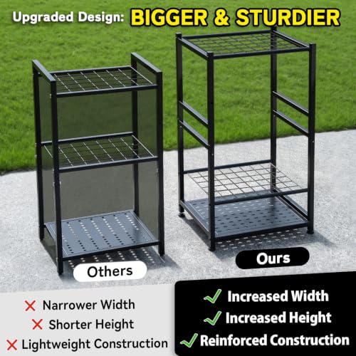 Garden Tool Organizer, Up 48 Long Handle Tool, Garage Storage and Organization with Side Hook for Broom/Rake/Shovel/T-Handle Tool, Heavy Duty Steel Outdoor Tool Rack,Yard Tool Stand for Shed