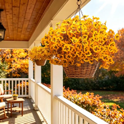 16 Artificial Pansy Faux Fall Flowers Outdoor UV Resistant No Fade Yellow - color: Fall Yellow