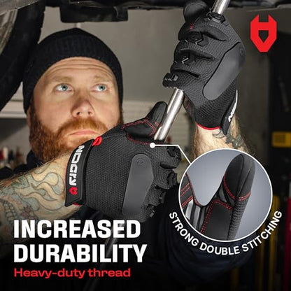 NoCry Heavy Duty Work Gloves for Men with Reinforced Palm and Non-Slip Grip - size: X-Large, style: Pro