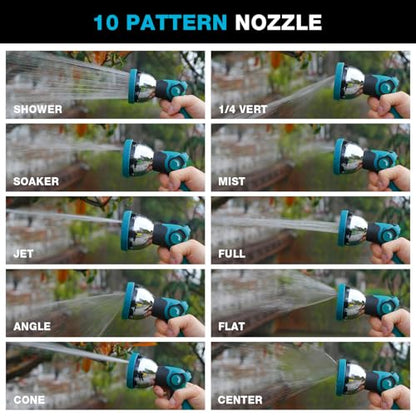 Besiter Garden Hose Nozzle, Hose Sprayer Nozzle with 10 Spray Patterns, Thumb Control On Off Valve, High Pressure Metal Water Hose Nozzle for Car Wash, Plants, Pets & Outdoor Cleaning - color: Gray