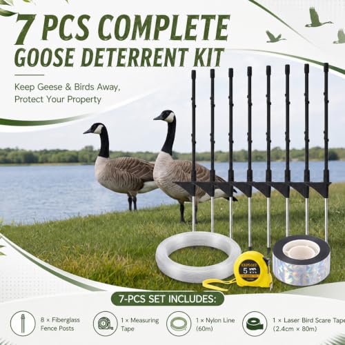 Geese Bird Deterrent Devices Fence System Kit, Post Wire Tape