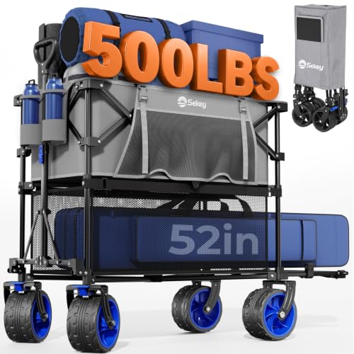 Sekey 400L Double-Decker Wagon, 500 lb Capacity, 50 in Extender - color: Gray