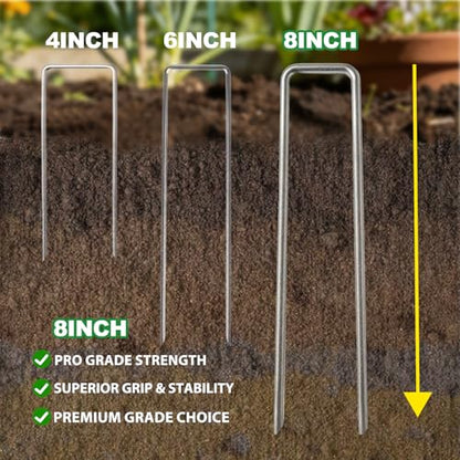 8 Inch Landscape Staples Galvanized Garden Stakes 25 Pack - size: 8 INCH