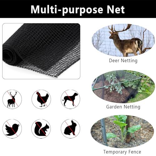 POYEE Deer Fence Netting 5x100ft Plastic Mesh Netting for Garden Protection - color: Black, size: 5x100ft