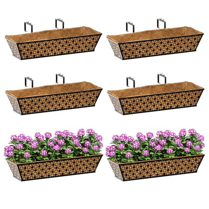 SPECILITE 24" Adjustable Metal Window Railing Planters Boxes, 6 Pack - size: 24in, style: 6Packs