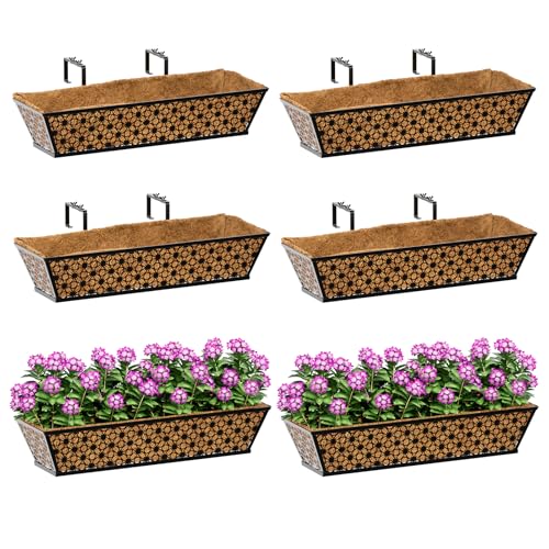 SPECILITE 24" Adjustable Metal Window Railing Planters Boxes, 6 Pack - size: 24in, style: 6Packs