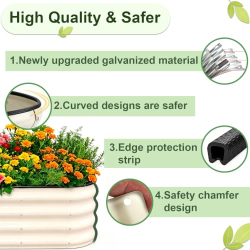 Galvanized Raised Garden Bed Outdoor 6x3x1 ft 1 Pack Oval White - color: White, size: 6 x 3 x 1 ft