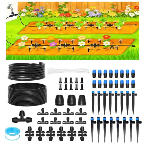 230FT Drip Irrigation System with 1/4" & 1/2" Tubing