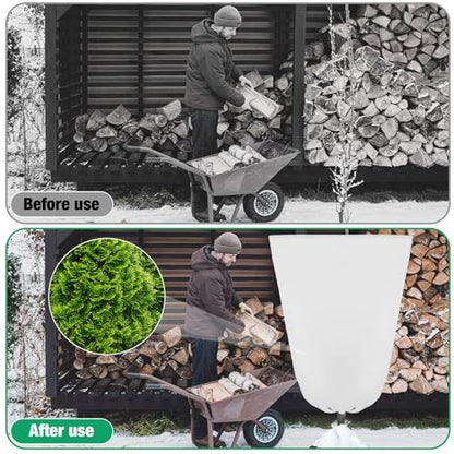 4 Pcs Plant Covers Freeze Protection 35.4" x 59", White - color: White