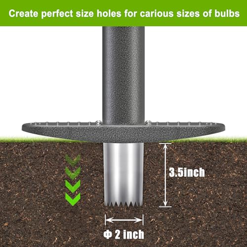 Dolibest Sod Plugger, Bulb Planter Tool with Soft Rubber Grip, Grass Plugger Tool with Stainless Steel Sharp Serrations, Sod Plugger Turf Cutter for Lawn Planting Bulbs and Grass Repair - color: Black D- 3.5'' depth