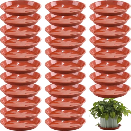 30 Pack Plant Saucer 8 Inches Plastic Drip Trays to Catch Water, Red - color: Red, size: 8 inch