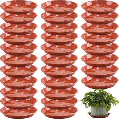 30 Pack Plant Saucer 8 Inches Plastic Drip Trays to Catch Water, Red - color: Red, size: 8 inch