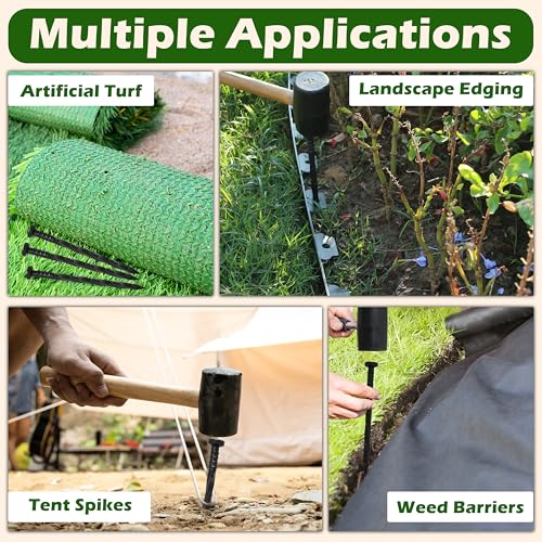 Gardzen 100 pcs Landscape Edging Anchoring Spikes, 6 inches Yard Lawn Paver Edging Stakes for Weed Barrier, Garden Fence, Artificial Turf - size: 100 pcs