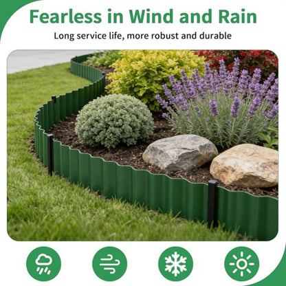 Garden Edging, 6"×29.5' Flexible Landscape Edging Border with 16 Stakes, Garden Lawn Border for Flower Beds, Lawn, Paver Edging, Tree Rings DIY Landscaping, 2 Pack