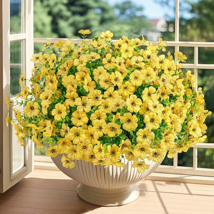 20 Bundles Artificial Flowers for Outdoors Fake Plants, Yellow - color: Yellow