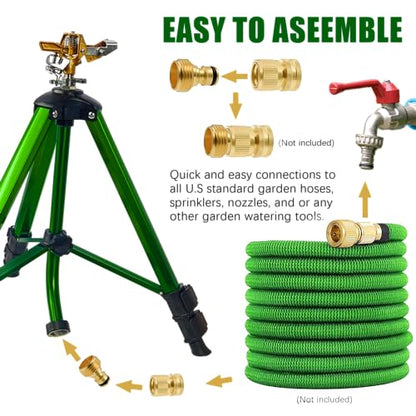 LIULO TOOL Impact Sprinkler on Tripod Base, 2 Pack Tripod Sprinklers with Head, 360 Degree Large Area Irrigation with Extension Legs Flip Locks, Heavy Duty 3/4" Connector for Lawn Yard Garden - size: 2 Pack