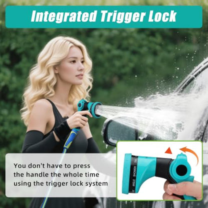 Garden Hose Nozzle Sprayer - 10 Spray Patterns, THUMB CONTROL On Off Valve Heavy Duty Hose Sprayer Nozzle for Watering Plants & Lawns, Washing Cars & Pets - Outdoor Water Hose Nozzle Head Attachment