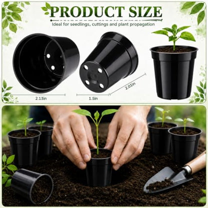 240 Pack 2 Inch Nursery Pots, Mini Plastic Plant Pots for Seedlings(Black) - color: Black