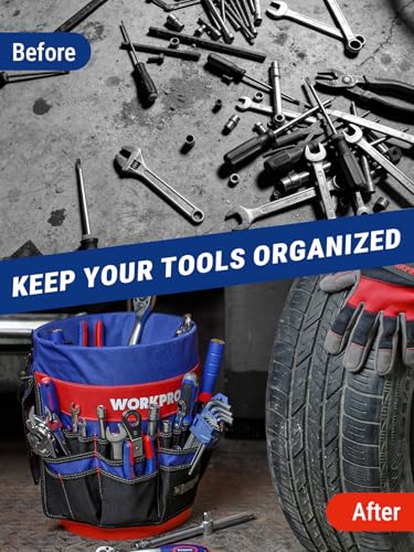 WORKPRO Bucket Tool Organizer with 51 Pockets Fits for 3.5-5 Gallon Bucket