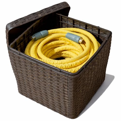 Outdoor Garden Hose Storage Holder, Decorative Lawn Box, Storage for Garden Tools, Dog Toys, Sports Balls and Pool Accessories, 200ft Lightweight Hose Capacity