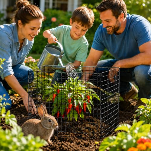 5 Pack Plant Protectors from Animals 12'' x 12'' with Stakes Nylon Ties - size: 5PACK-12*12inch