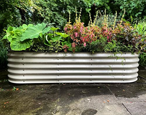 Vego garden Raised Garden Bed Kits, 17" Tall 6 in 1 Modular Metal Raised Planter Bed for Vegetables Flowers Patio Ground Planter Box-Pearl White - color: Pearl White