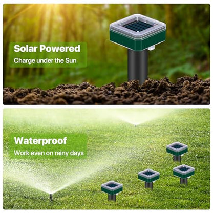 12 Pcs Tirgo Ultrasonic Solar Powered Mole & Snake Repellent Stake Outdoor