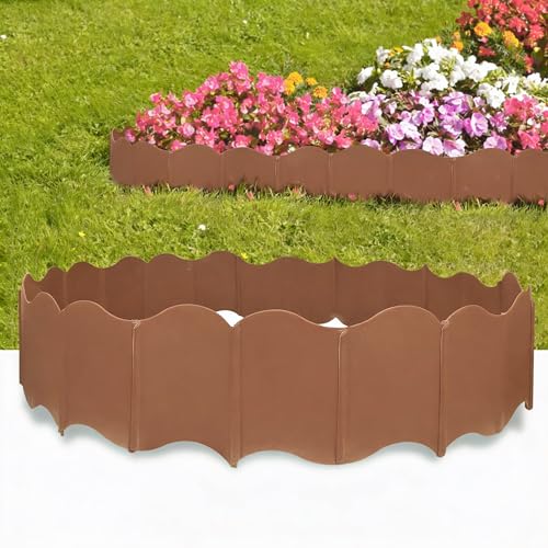 EEOCWF 20 Pcs Garden Edging Border, 10.5ft No Dig Plastic Landscape Borders, 5.3 inch Tall Interlock Decorative Gardens Fences Edging, Flexible Lawn Flower Bed Border, for DIY Patio Walkway Yard - color: Brown