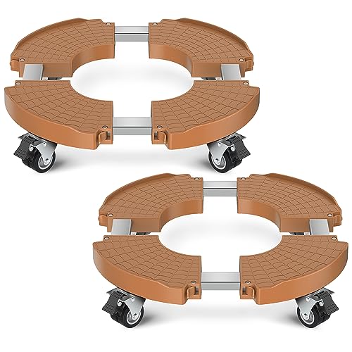 VANCASTLE Plant Caddy with Lockable Wheels 15-22'' Adjustable Plant Stand - color: Adobe, size: 2