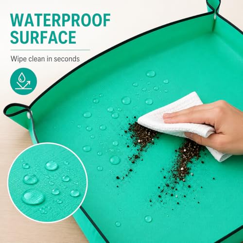 Waterproof Plant Repotting Mat | Mess-Free Indoor Gardening Mat for Succulents & Flower Potting | Foldable Transplanting Potting Mat, for Plant Lovers