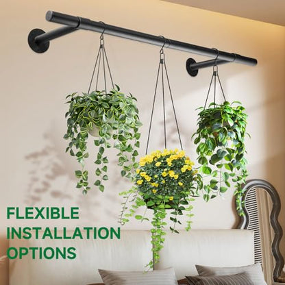 2 pcs Hanging Planters Rod, Plant Hanger Indoor for Window Ceiling, Hanging Plant Shelf for Wall Planter House Plants, Plant Shelves Metal Holder Bar 31.5 In (Pots, Plants, Chains not Included) - size: 31.5In Length-2Pcs