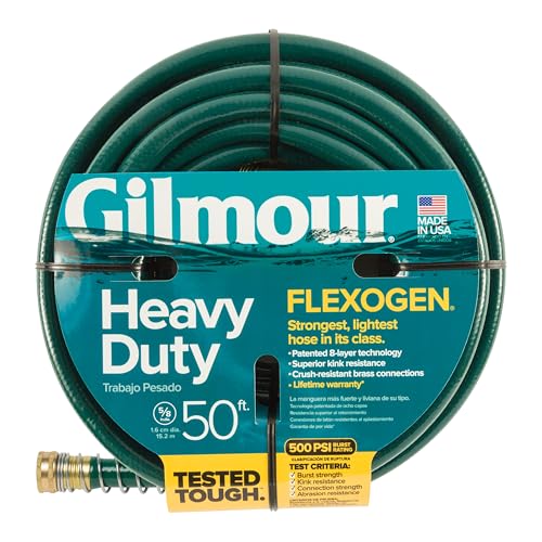 Gilmour Flexogen 5/8" x 50' Heavy Duty Flexogen Water Hose, Flexible Garden Hose for Vegetable Gardens, Flower Beds, and Lawn Sprinklers - size: 5/8" x 50'