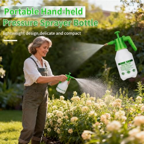3 Pcs 1/2 Gallon Pump Sprayer Plastic, Handheld Pressure Sprayer, Garden Pump Sprayer Bottle with Adjustable Nozzle for Plants, Cleaning, Household Tasks, (Green) - color: Green