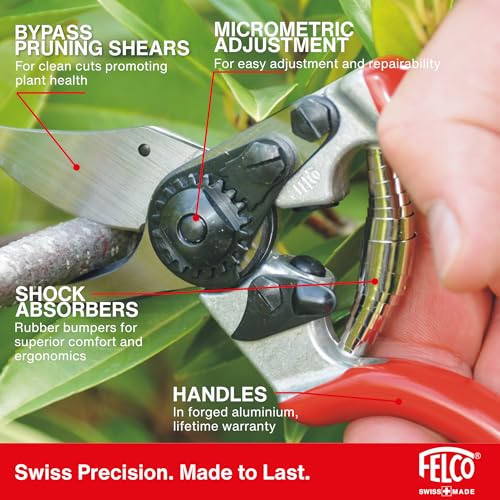 Felco F6 Pruning Shears – 7.7" Swiss-Made Garden Clippers for Medium Hands | Hand Pruners for Gardening | Garden Tool Cutter with Precision Bypass Blade, Forged Aluminum Handles, Replaceable Parts - size: F6 Medium Ergo
