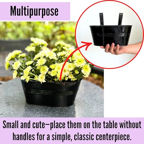 LaLaGreen Outdoor Rail Planter (9.8 in, 4 Pack) Black Metal Balcony Pots - size: 9.8" (25 cm) x 4 Pack