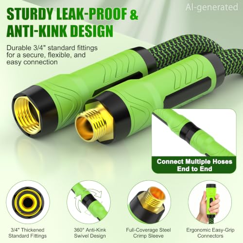 NON-EXPANDABLE Garden Hose 25 FT x5/8'' with 10-Function Sprayer - size: 25ft