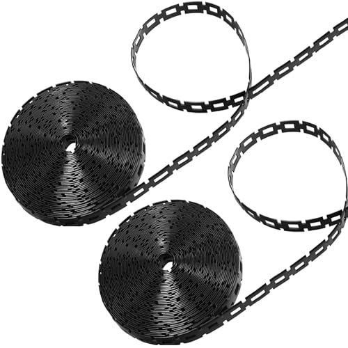 codree 2 Pcs 50Ft Plastic Chain Lock Tree Tie, 1/2 Inch Wide Adjustable Tree Support Straps for Staking, Flexible Cable Plant Trees Ties for Leaning Tree Garden Accessories - color: 2 Pcs