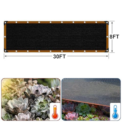 Shade Cloth - for Garden 90% Plant Shades Mesh Tarp with Grommets Outdoor Sun Shades Netting for Chicken Coop Greenhouse Vegetables Pergola Patio Cover - size: 8×30FT