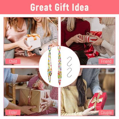 2 Pack Macrame Plant Hangers with 2 Hooks, 17.9inch/16.7inch Bead Hanging Planter for Indoor Outdoor Bohemian Home Garden Decor