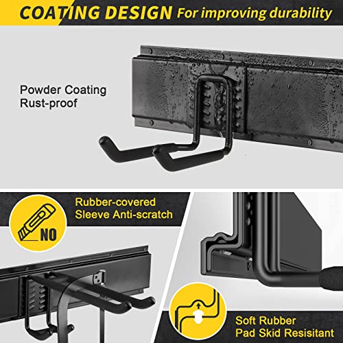 UUP 48" Garage Tool Organizer Wall Mount, 440lbs Garden Garage Storage Garage Organization with Adjustable Heavy Duty Hanging Hooks, Yard Rack Hanger System Shovel Rake Broom Ladder Holder, Men Gift - size: 48" with 3 Panels & 7 Hooks