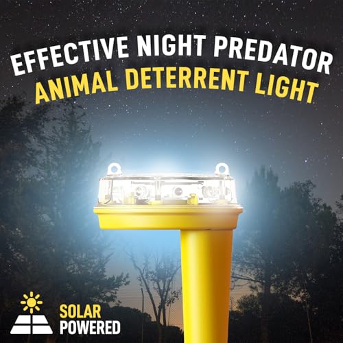Solar Foxlights Predator Deterrent 9-LED Night Wildlife Repeller with 360° Coverage, Random Flashing Colors – Humane, Solar or Battery-Powered Protection for Chickens, Goats, Gardens Farms & Vineyards - style: Solar Powered
