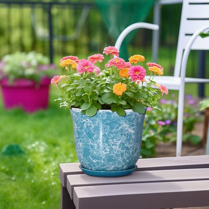 8 Inch Plant Pot, Ceramic Planter with Drainage Hole, Blue - color: Gemstone Blue, size: 8 Inch