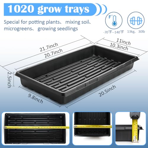 10-Pack Heavy-Duty 1020 Seed Trays No Holes, Thick Plastic Plant Flats - color: Black, size: 10-Pack No-Hole 1020 Trays