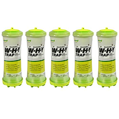 RESCUE! WHY Trap for Wasps, Hornets, & Yellowjackets – Hanging Outdoor Trap - 5 Traps
