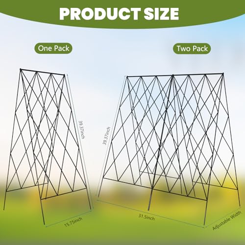 Cucumber Trellis 2 Pack,Foldable A-Frame Garden Trellis - color: Black, size: 39.4" H