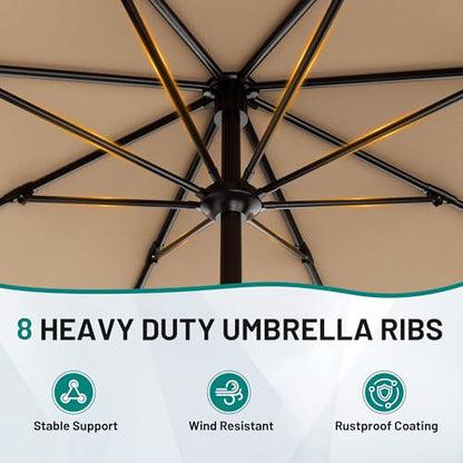 AreShark 9FT Outdoor Patio Umbrella with Tilt and Crank, Beige - color: Beige, size: 9ft