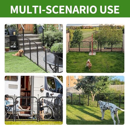 Decorative Garden Metal Fence 31.4ft (L)×24in (H) with 14 Panels 2 Gate Outdoor, No Dig Rustproof Wire, Animal Barrier Fencing for Outdoor Yard Patio Flower Bed,（Black-Silver） - size: 24in(H)x32ft(L)