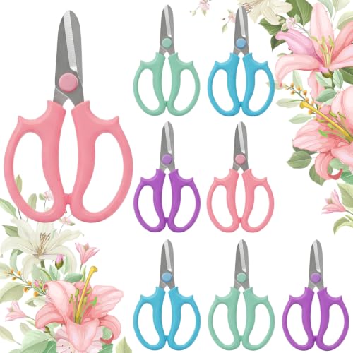 Kigeli 8 Pieces Garden Flower Scissors Floral Shears Garden Pruning Shears with Comfortable Handles for Flower Arrangement Fruit Picking Trimming Household (Pastel Color) - color: Pastel Color